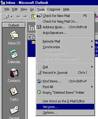 Microsoft Outlook 97 - Menu Bar