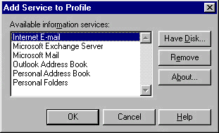 Microsoft Outlook 97 - Add Service